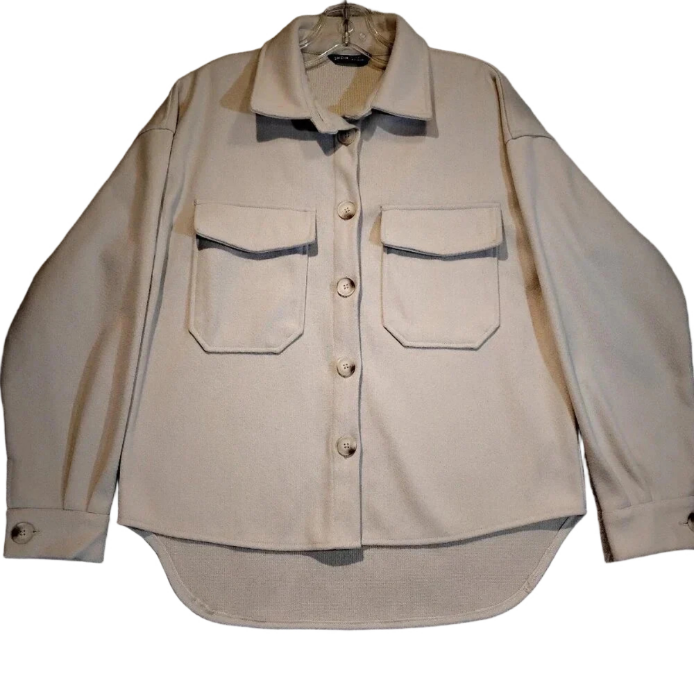 Shein Women's Long Sleeve Button Down Fleece Shacket Size XS-US2